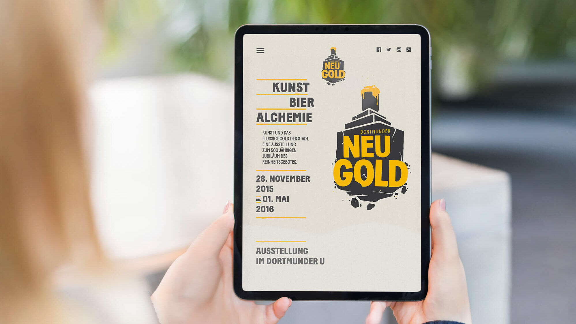 Die responsive Website für Dortmunder Neugold auf einem Tablet