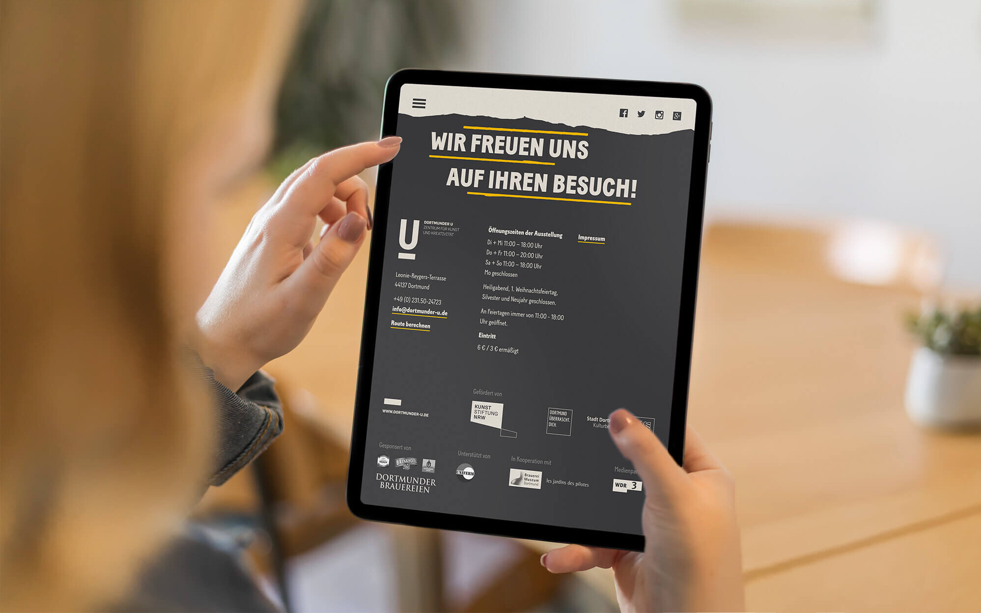 Footer der Dortmunder Neugold Microsite im Responsive Design auf einem Tablet