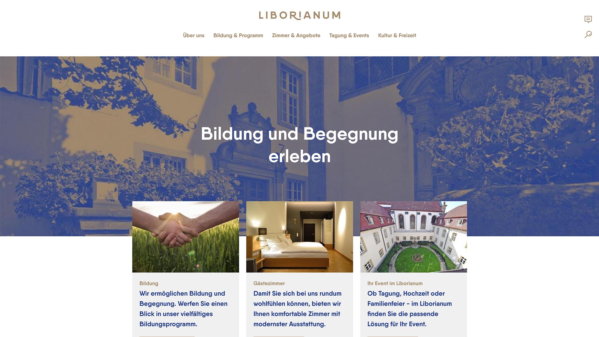 Desktop-Ansicht der Liborianum-Webseite