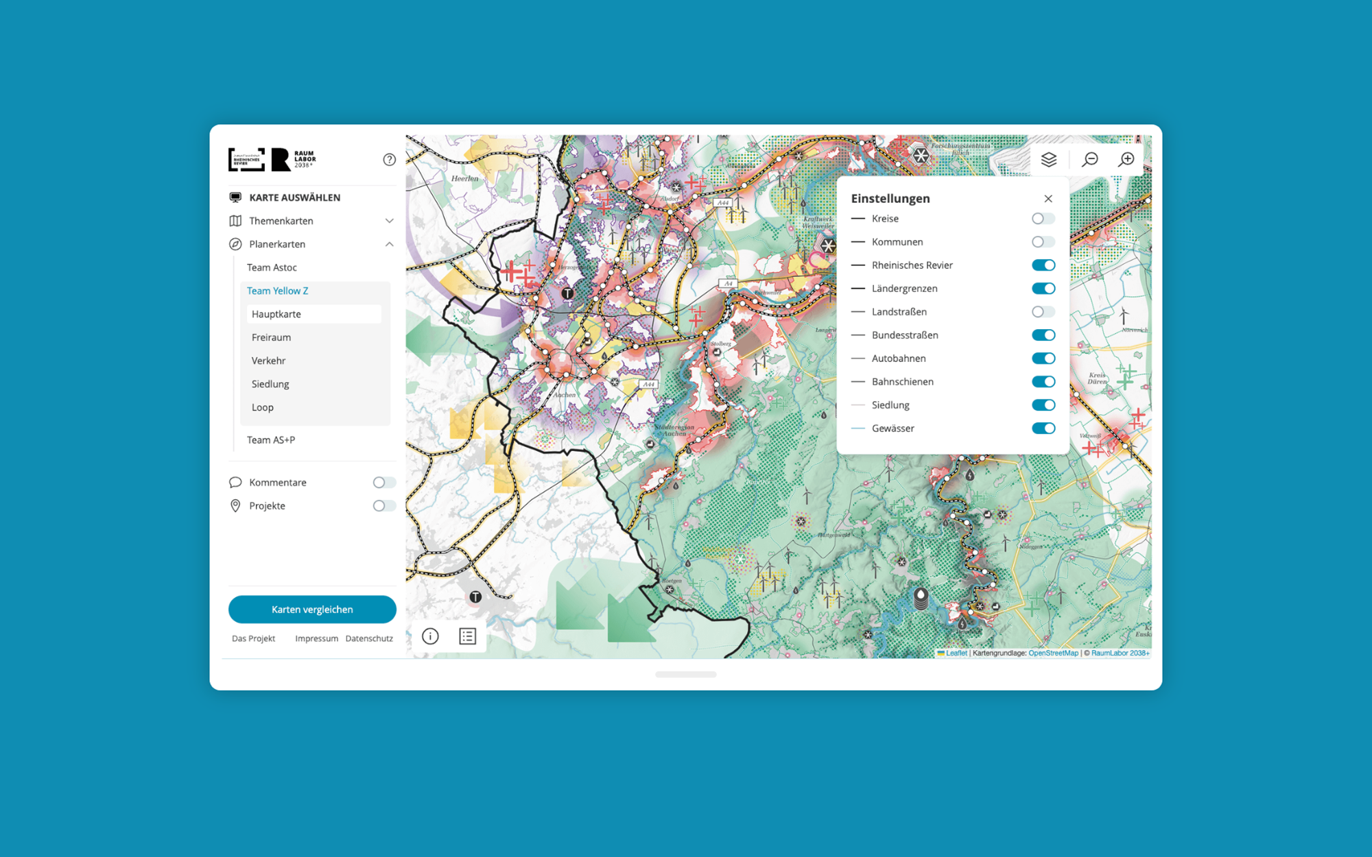 Desktop-Ansicht interaktive Karten-Software